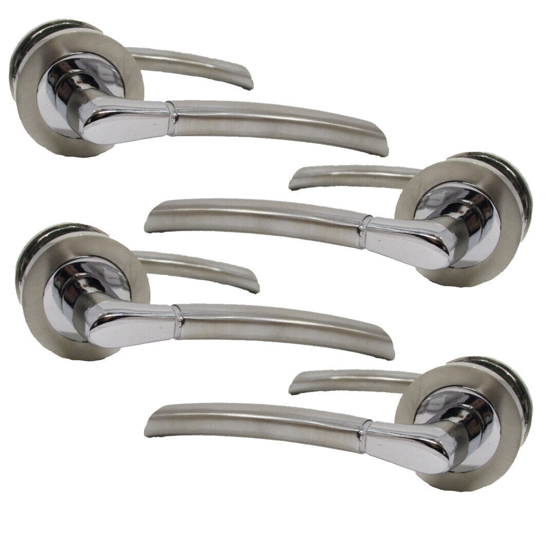 Epsom Door Handle Internal Chrome & Satin Duo Door Handles- 4 sets