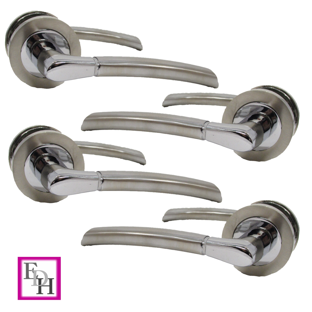 Epsom Door Handle Internal Chrome & Satin Duo Door Handles- 4 sets
