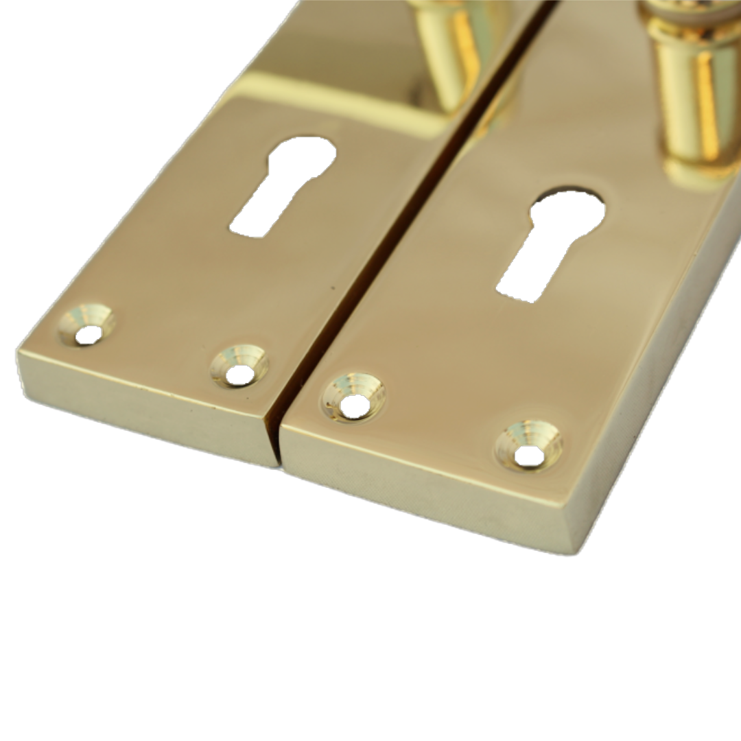 Brass Door Handles Interior Door Lock Handles-Victorian Straight Lock Handlesx2