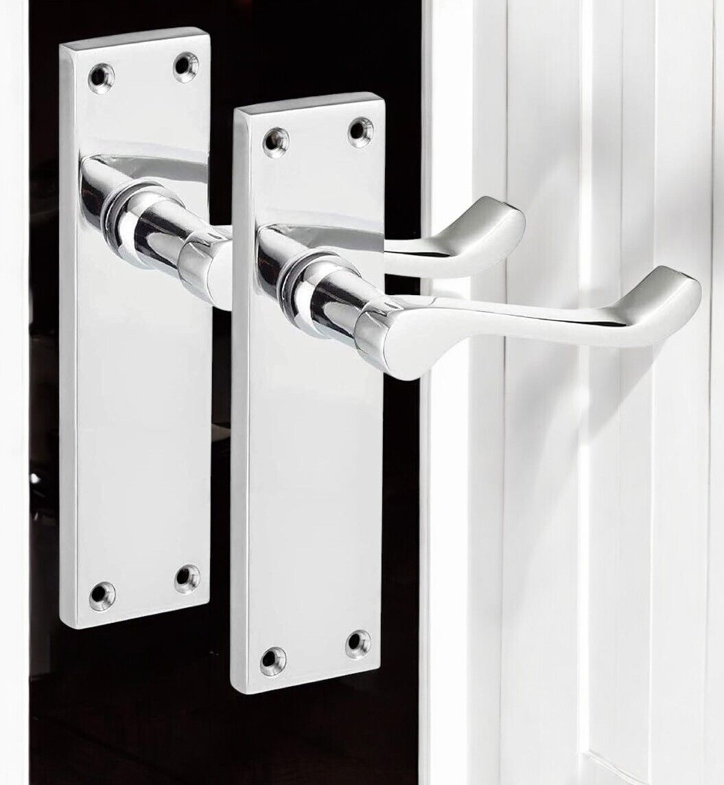 Modern Victorian Chrome Door Handles, Victorian Scroll Lever Latch Door Handles1