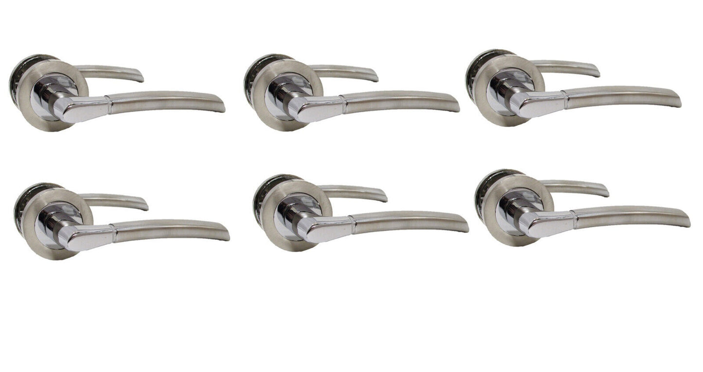 Epsom Door Handle Internal Chrome & Satin Duo Door Handles- 6 sets