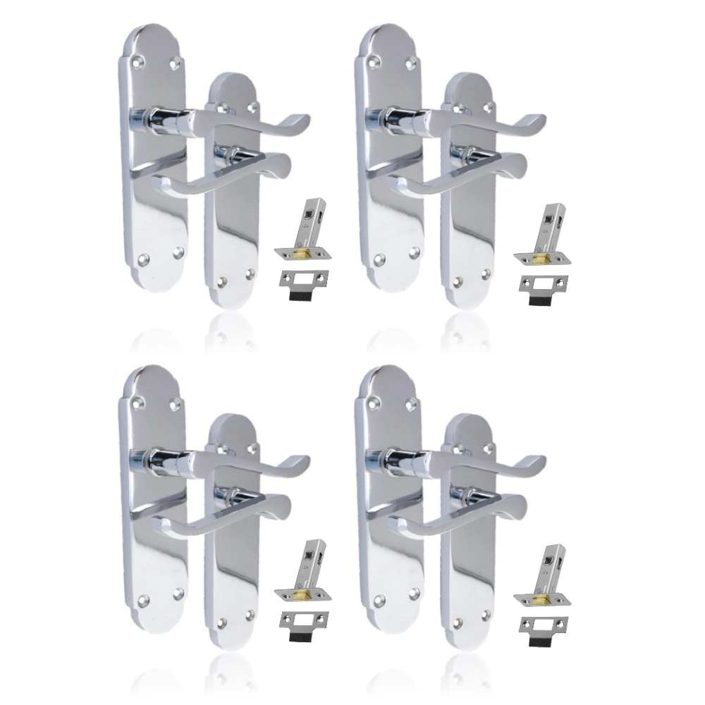 Silver Door Handles Interior Door Handles - Victorian Scroll Polished Chrome x4+