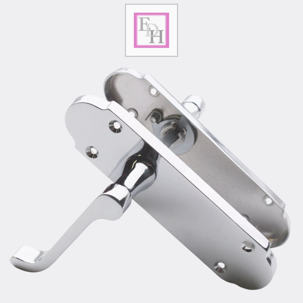 Silver Door Handles Interior Door Handles - Victorian Scroll Polished Chrome x4+
