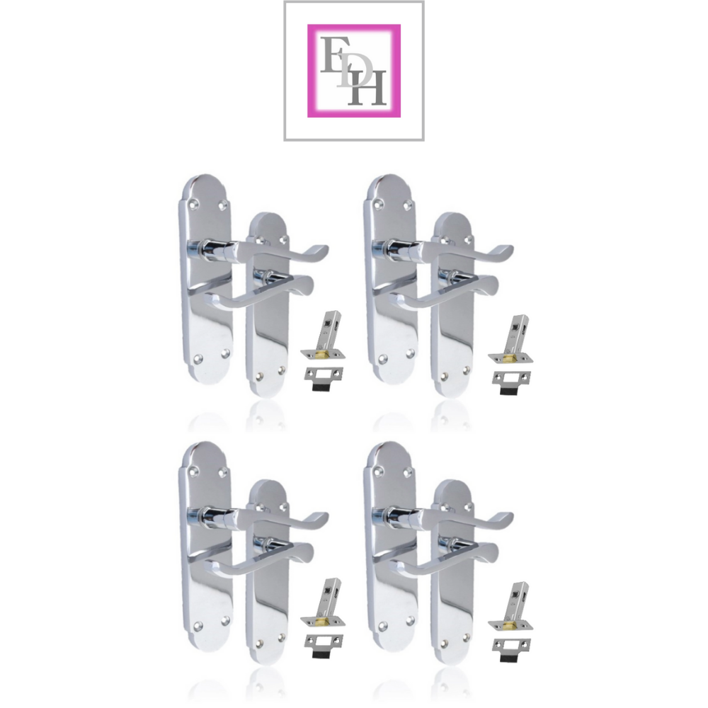 Silver Door Handles Interior Door Handles - Victorian Scroll Polished Chrome x4+