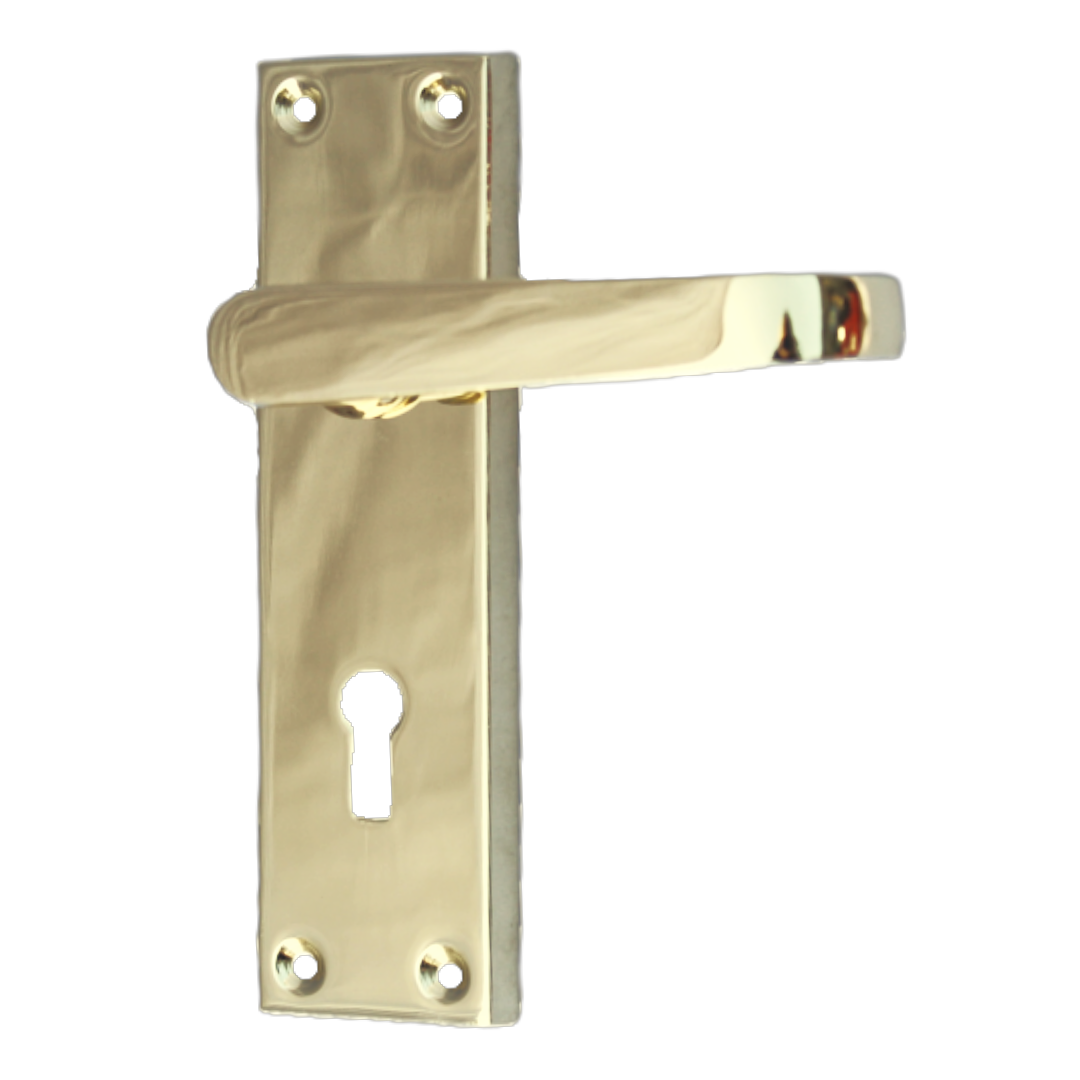 Brass Door Handles Interior Door Lock Handles-Victorian Straight Lock Handlesx2+