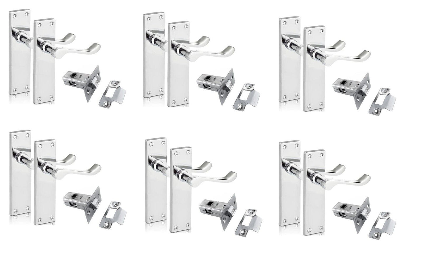 Modern Victorian Chrome Door Handles,Victorian Scroll Lever Latch Door Handles6+