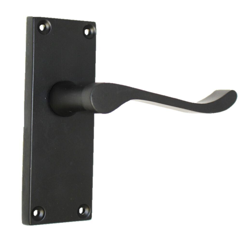 Matt Black Modern Victorian Scroll Lever Latch Door Handle + Tubular Latch 6 Pairs
