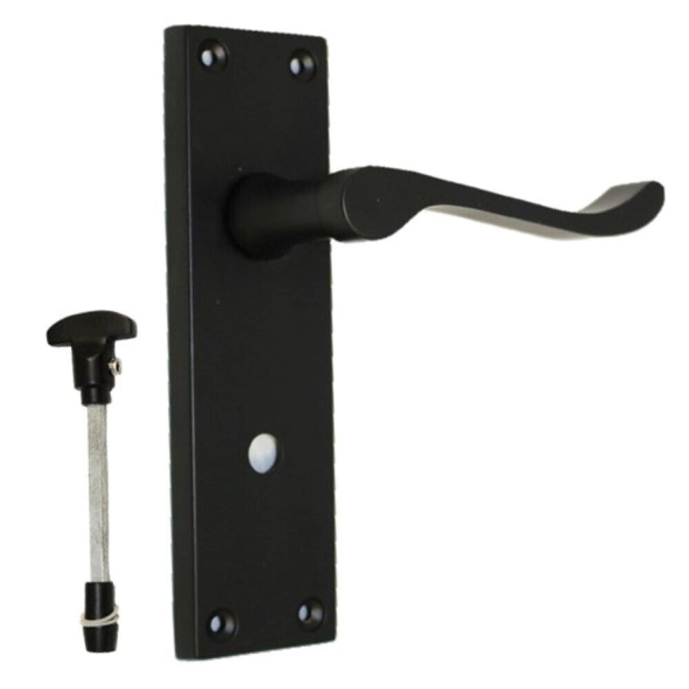 Victorian Black Bathroom Door Handle Set - 1 Pair Classic Black Interior Door