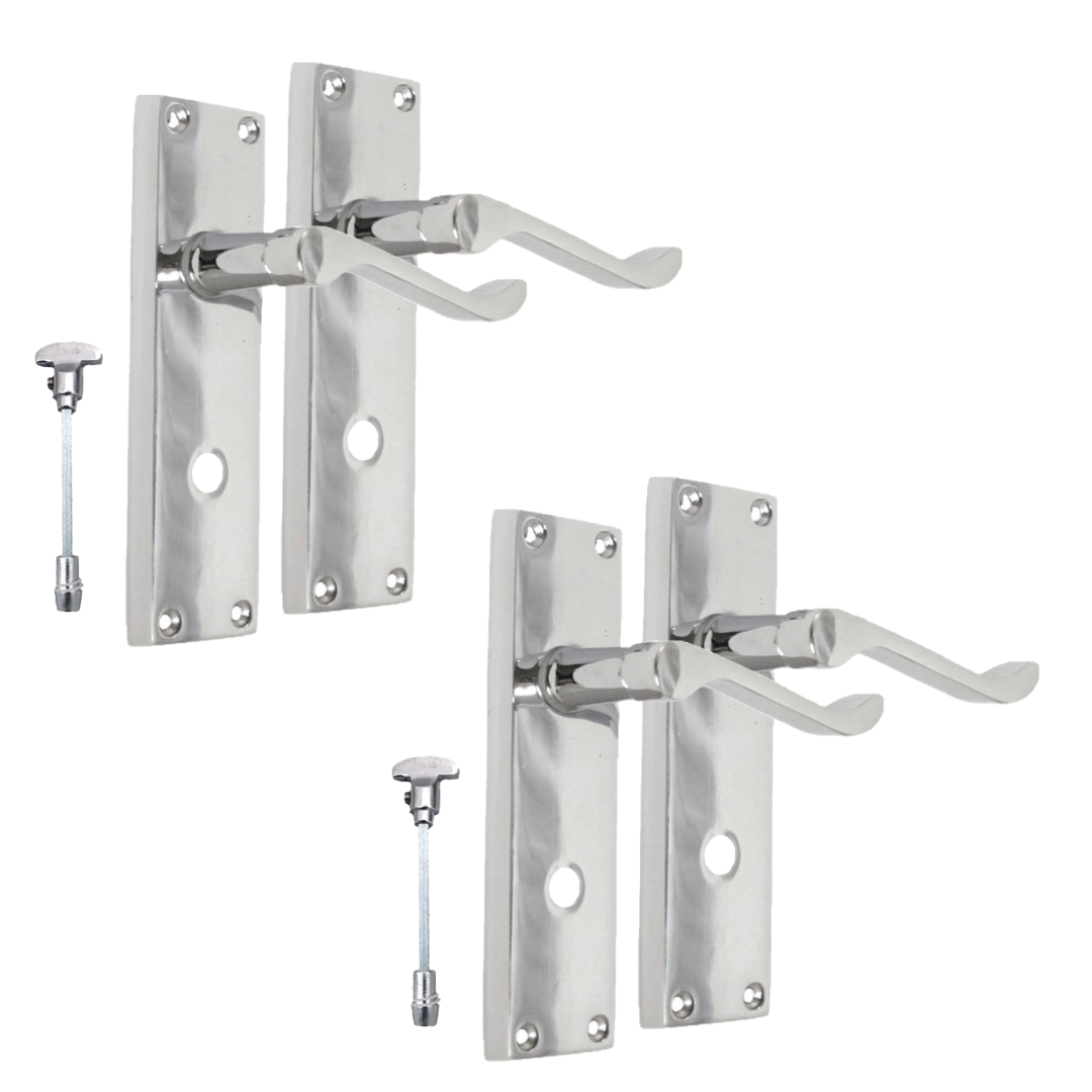 Chrome Bathroom Victorian Style Door Handle Privacy Lock 2 Pairs