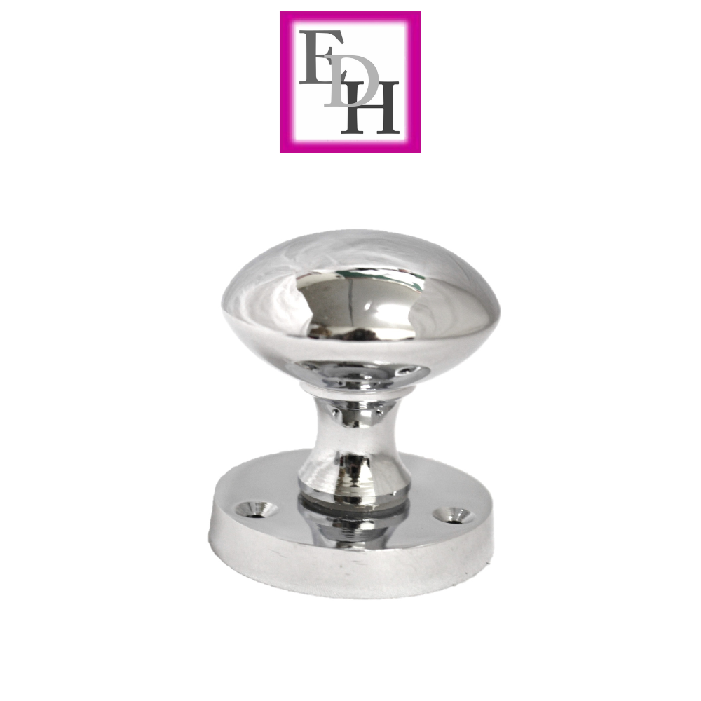 Polished Chrome Round Door Knob Set Including Tubular Latch - Victorian Style