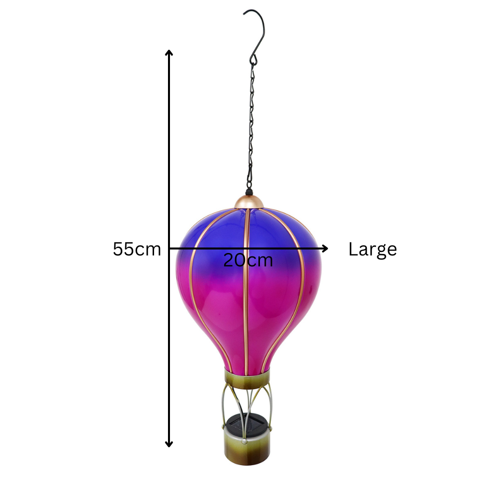 Large Violet Solar Hot Air Balloon β Outdoor Hanging LED Light for Garden+ Patio