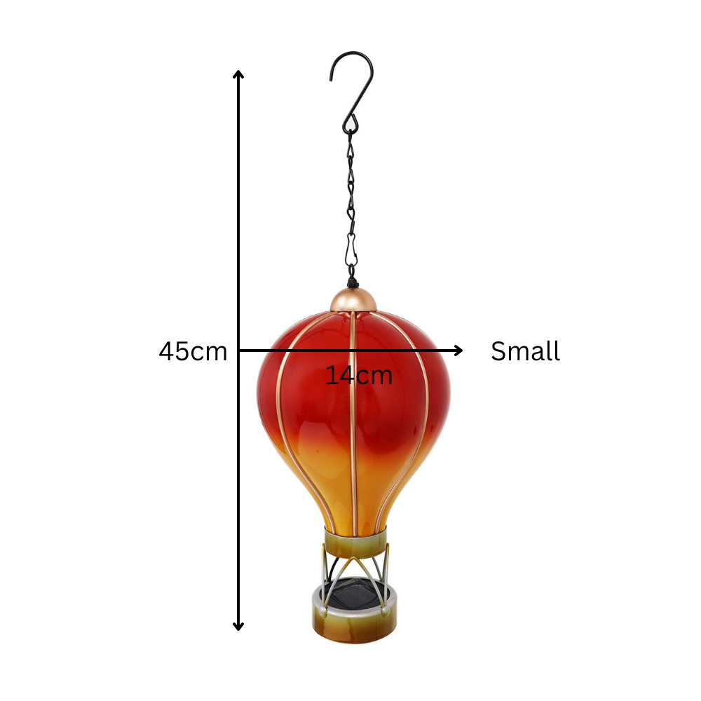 Small Flame Red Solar Hot Air Balloon β Outdoor Hanging LED Light for Garden