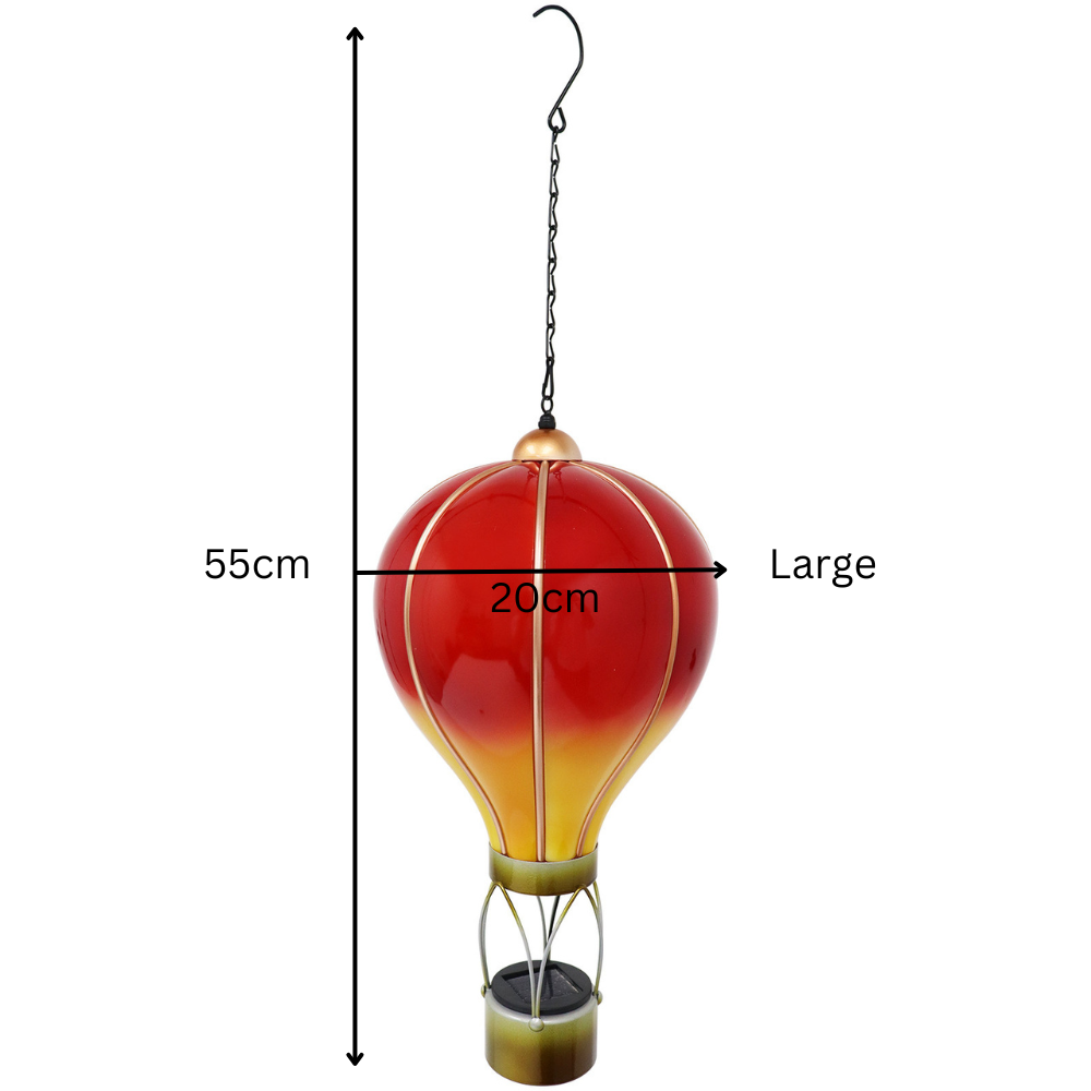 Large Flame Red Solar Hot Air Balloon β Outdoor Hanging LED Light for Garden