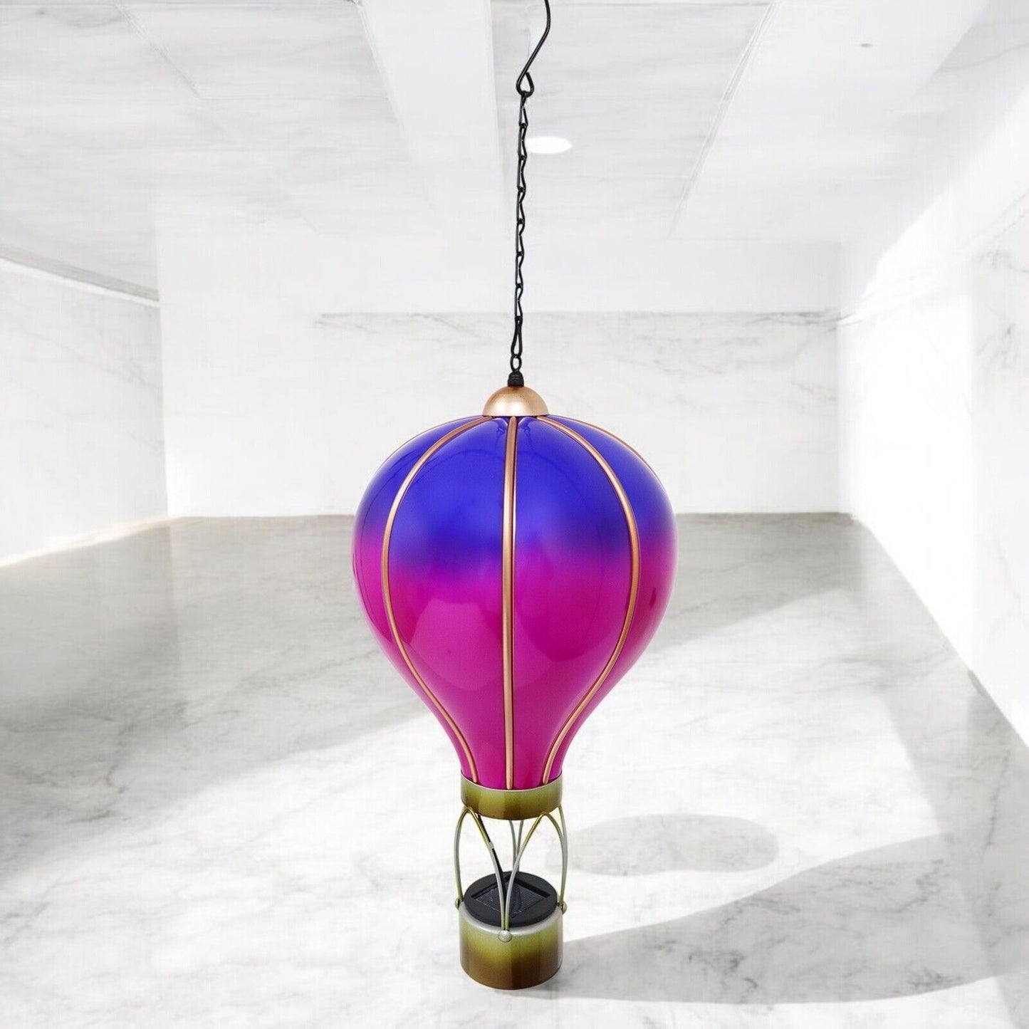 Large Violet Solar Hot Air Balloon β Outdoor Hanging LED Light for Garden+ Patio