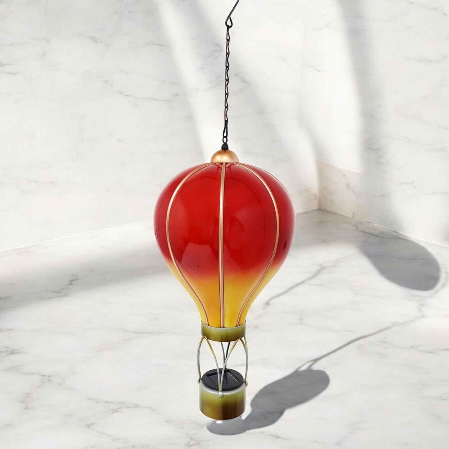 Large Flame Red Solar Hot Air Balloon β Outdoor Hanging LED Light for Garden