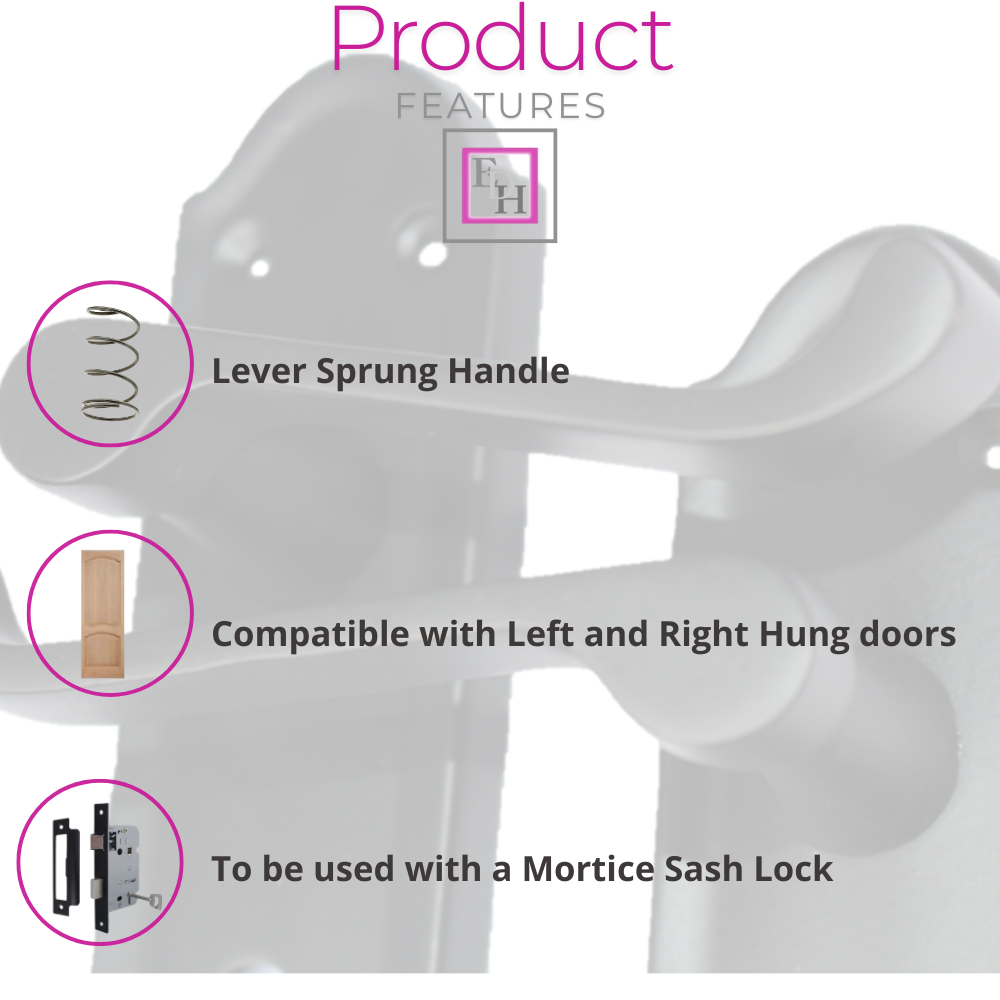Askworth Door Handle Set – Black Nickel Internal Lock Door Handles 170mm x 48mm