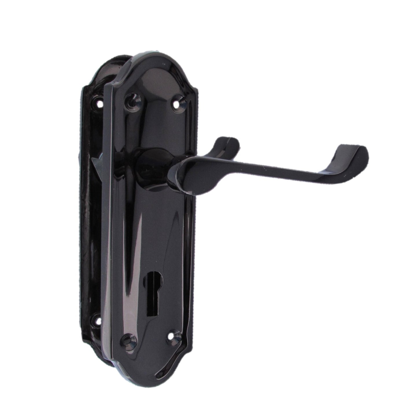 Askworth Door Handle Set – Black Nickel Internal Lock Door Handles 170mm x 48mm