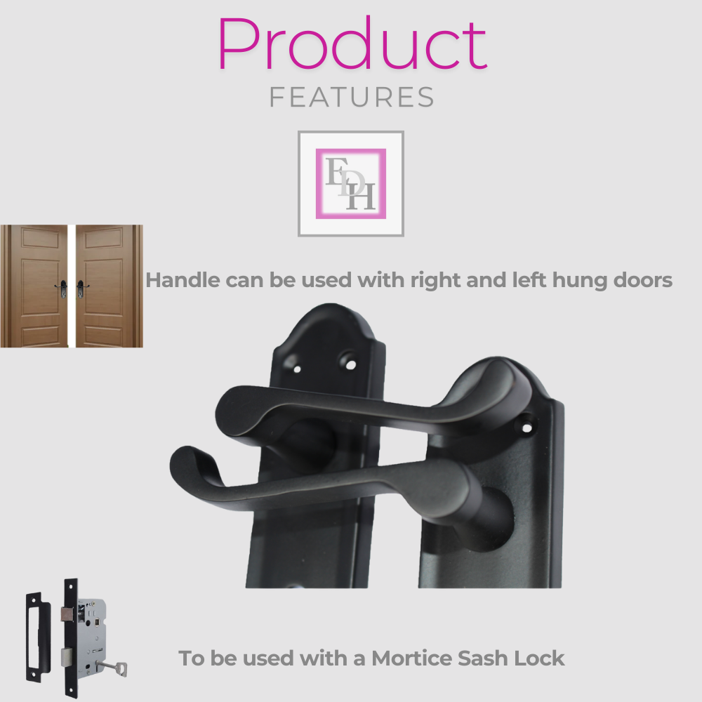 Askworth Door Handle Set – Black Nickel Internal Lock Door Handles 170mm x 48mm