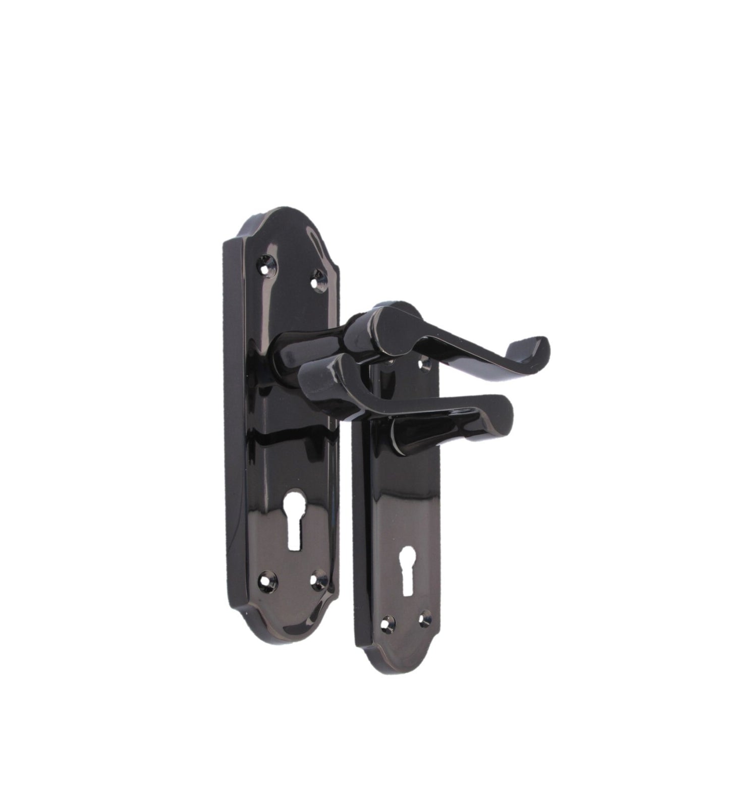 Askworth Door Handle Set – Black Nickel Internal Lock Door Handles 170mm x 48mm