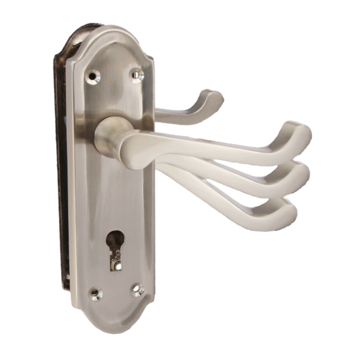 Premium Satin Nickel Internal Lock Door Handle Set+3 Lever Mortice Sash Lock, 2 Pairs