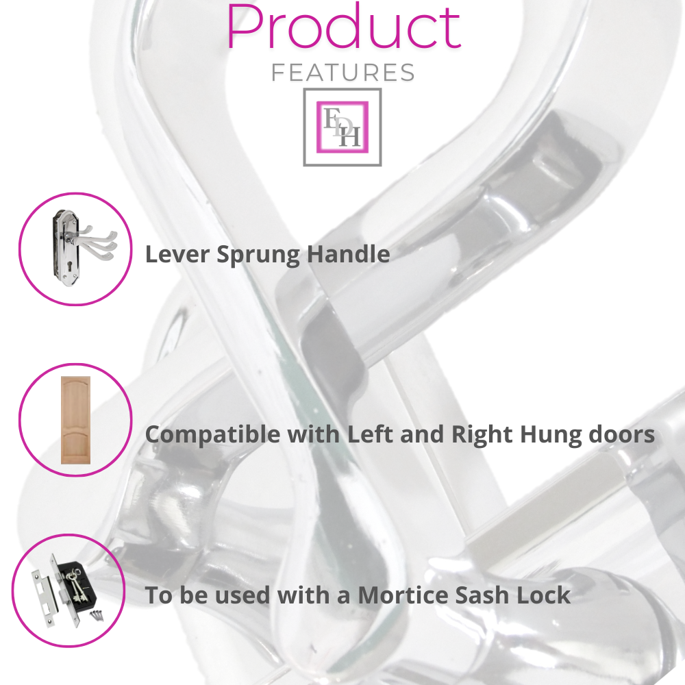 Ashford Victorian Scroll Door Handles – Polished Chrome Internal Lock Handle Set