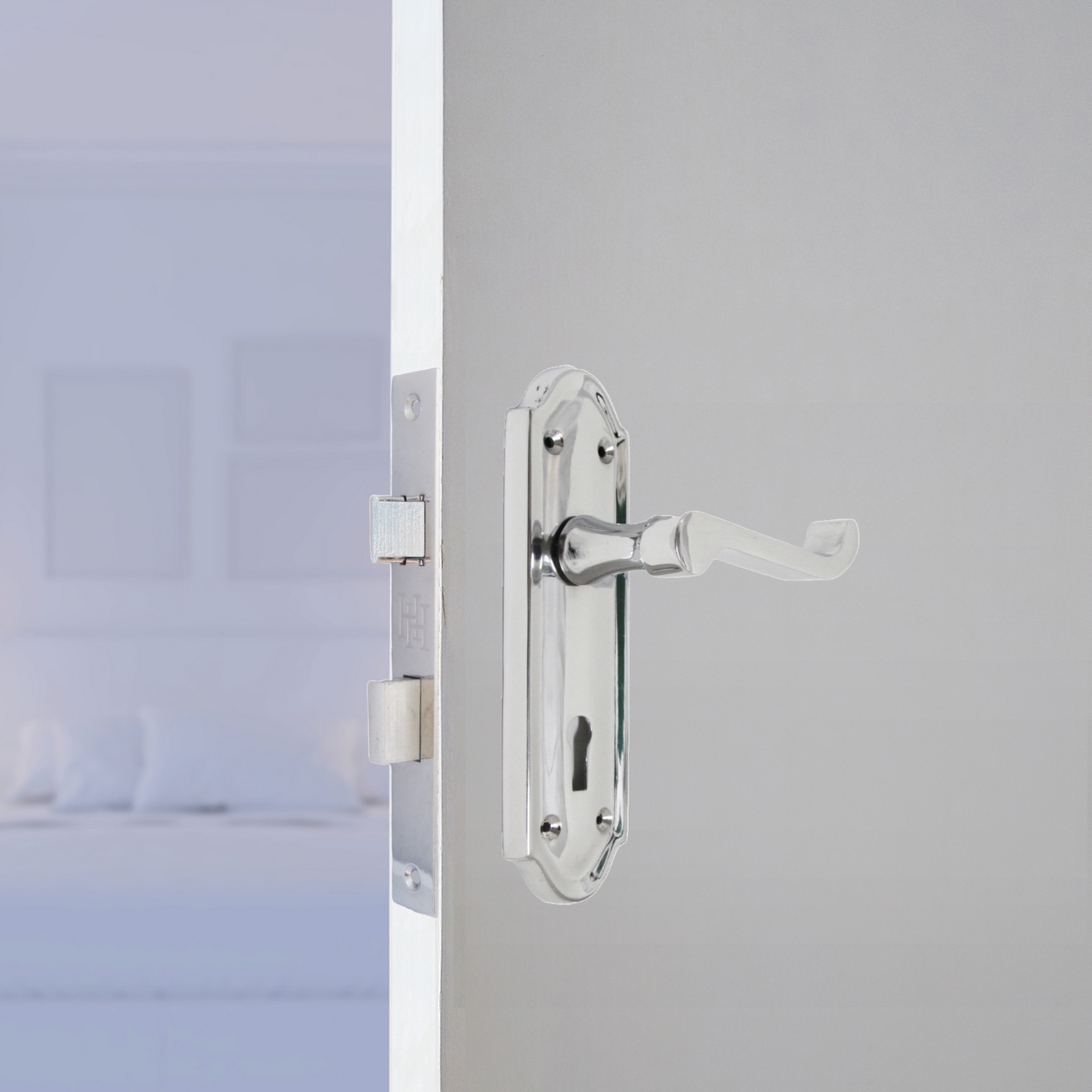 Ashford Victorian Scroll Door Handles – Polished Chrome Internal Lock Handle Set