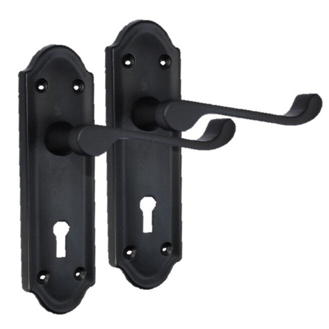 Askworth Door Handle Set – Matt Black Internal Lock Door Handles 170mm x 48mm