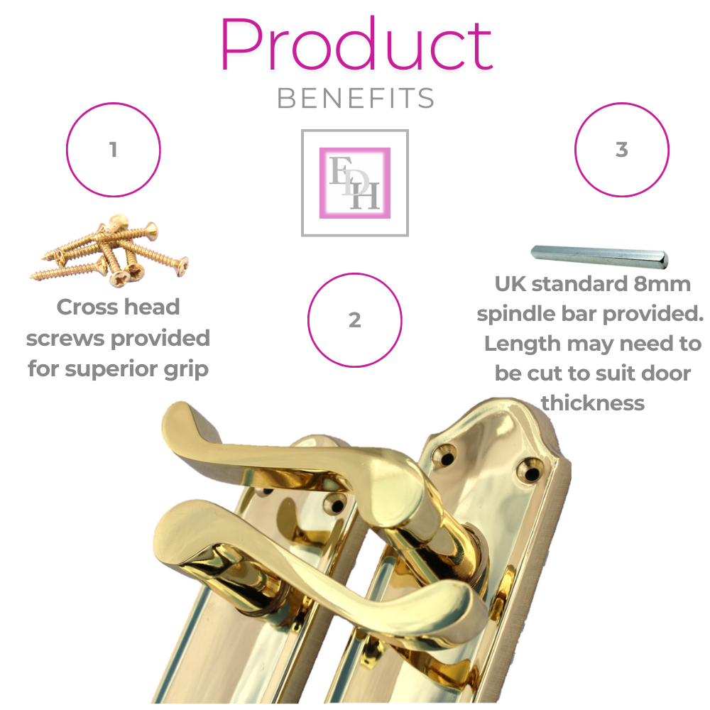Askworth Brass Plate Internal Lock Door Handles+ 3 Lever Mortice Sash Lock-170mm