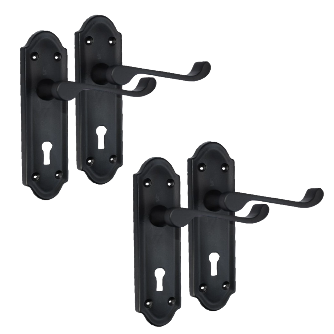 Askworth Door Handle Set – Matt Black Internal Lock Door Handles 170mm x 48mm