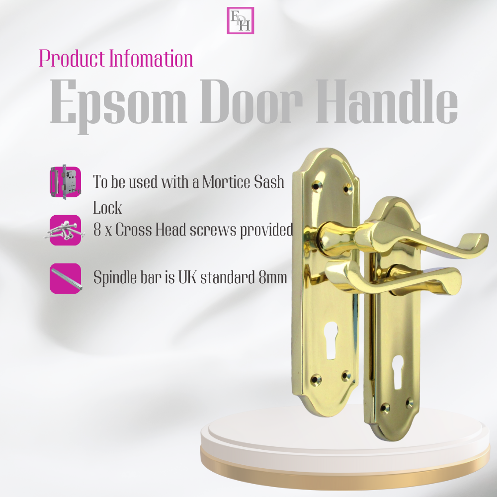 Askworth Brass Plate Internal Lock Door Handles+ 3 Lever Mortice Sash Lock-170mm