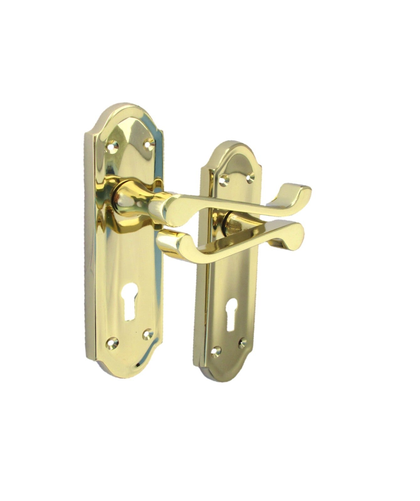 Askworth Brass Plate Internal Lock Door Handles+ 3 Lever Mortice Sash Lock-170mm