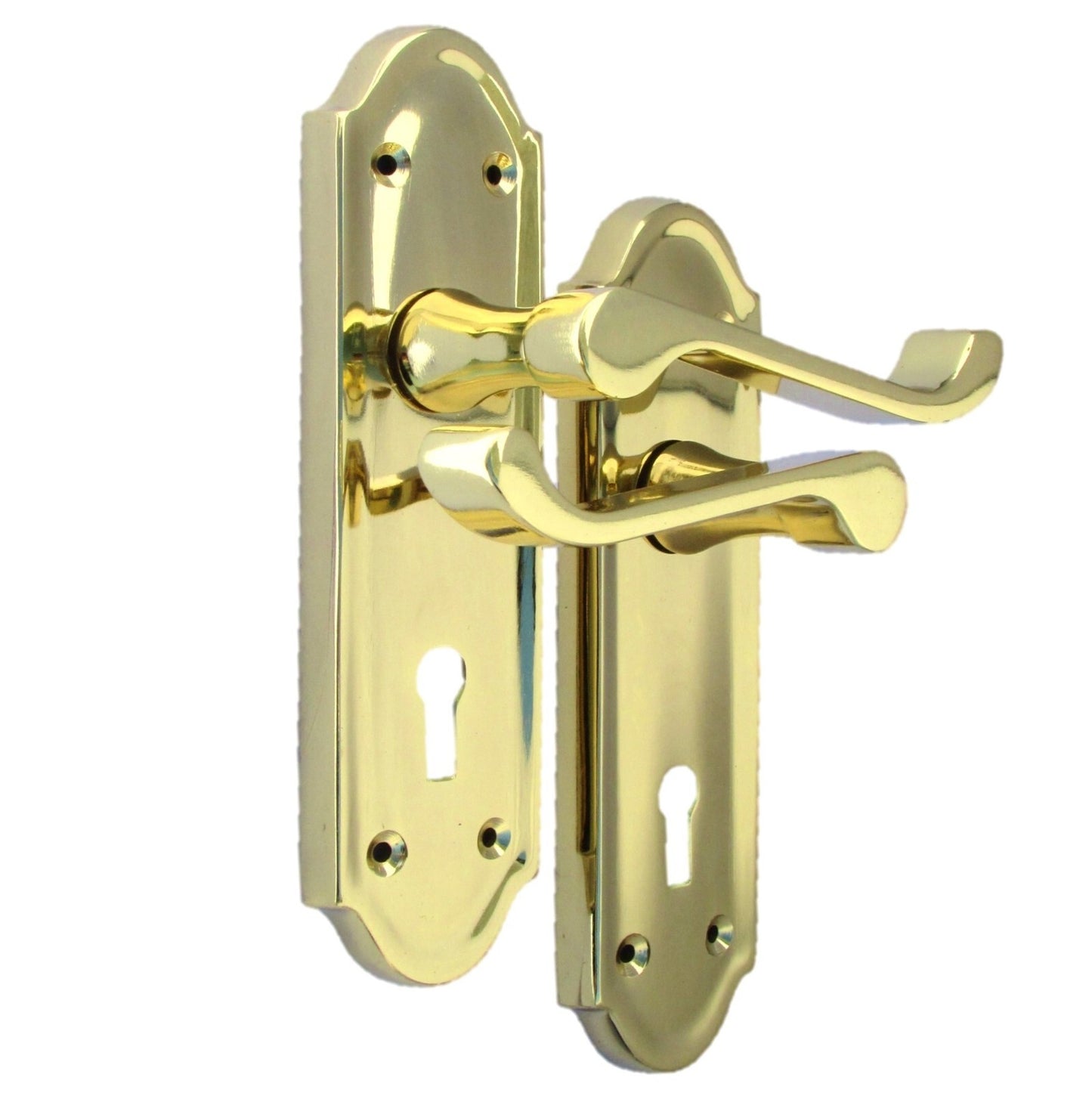Askworth Brass Plate Internal Lock Door Handles+ 3 Lever Mortice Sash Lock-170mm