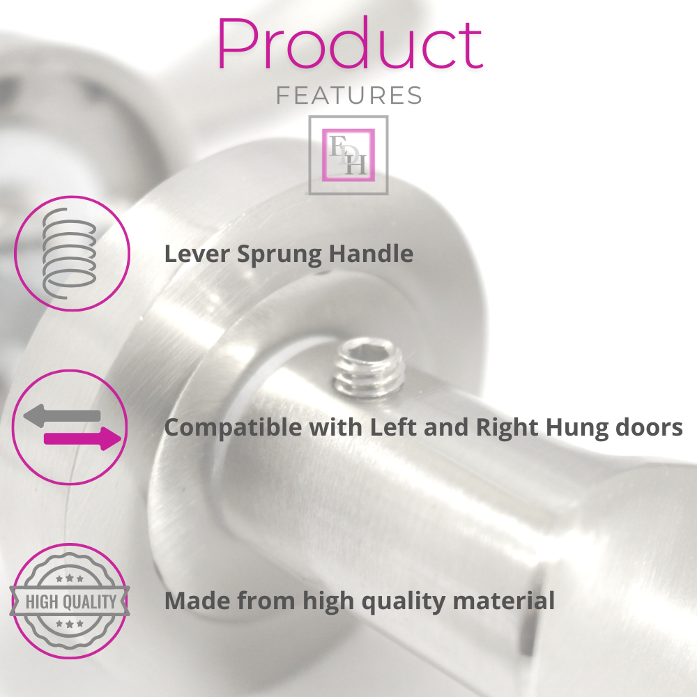 Satin Nickel Twist Door Handles + Latches Set Internal Lever on Rose 1 Pair