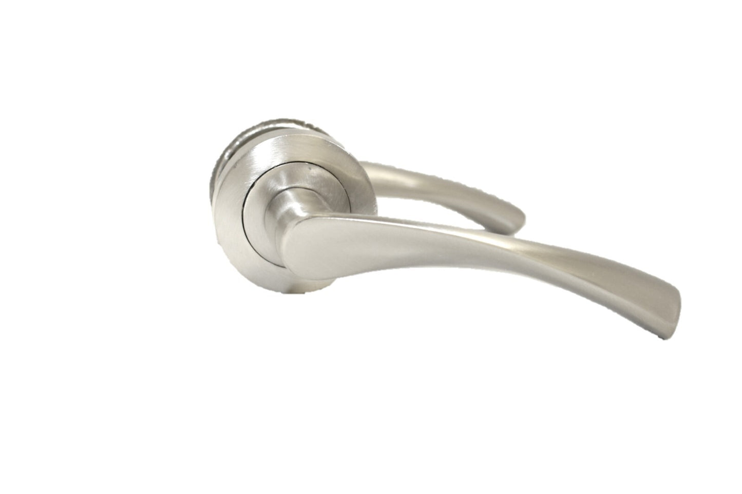 Satin Nickel Twist Door Handles + Latches Set Internal Lever on Rose 1 Pair