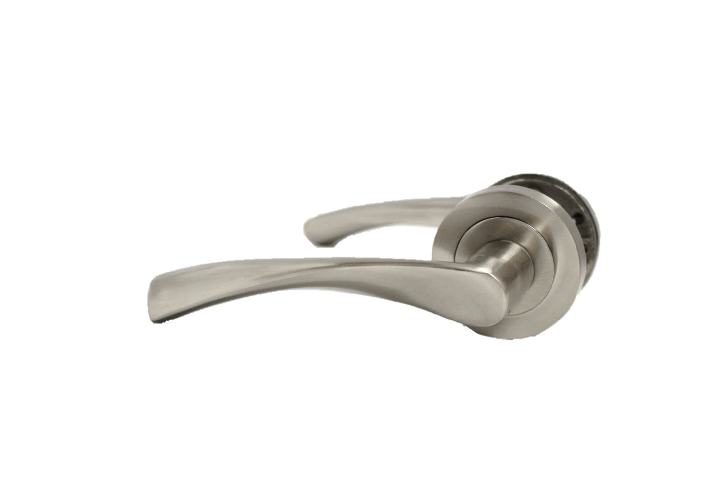 Satin Nickel Twist Door Handles + Latches Set Internal Lever on Rose 1 Pair