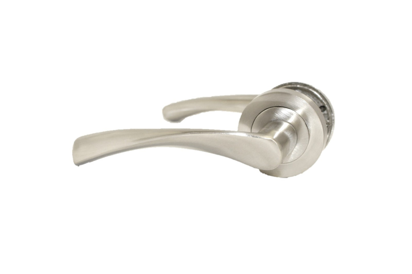 Satin Nickel Twist Door Handles + Latches Set Internal Lever on Rose 1 Pair