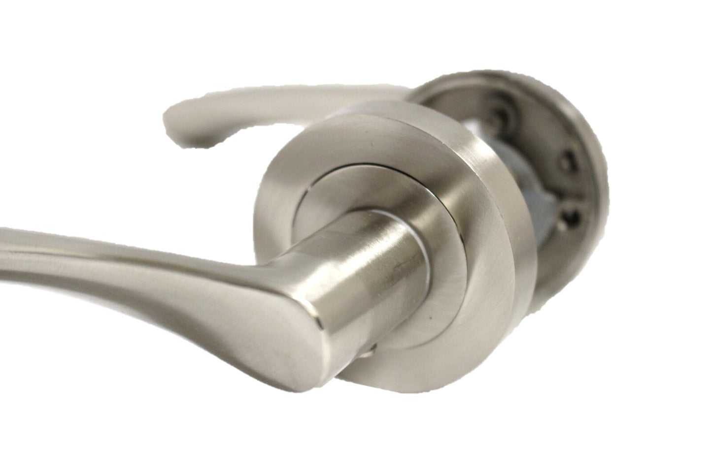 Satin Nickel Twist Door Handles + Latches Set Internal Lever on Rose 1 Pair