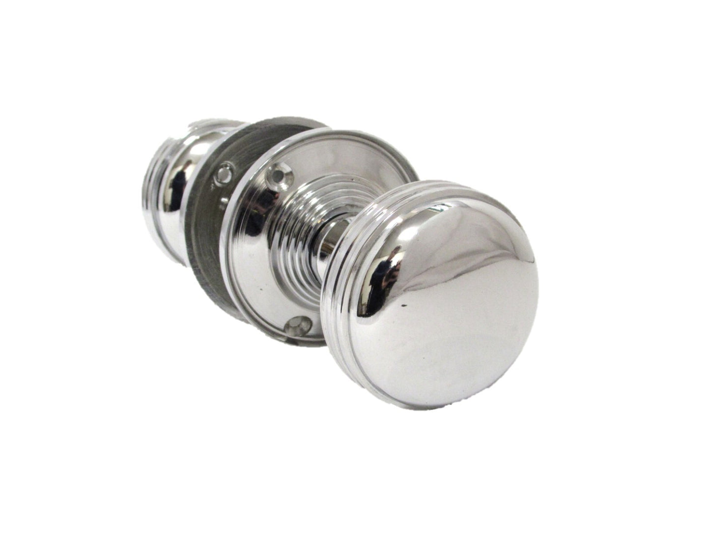 Polished Chrome Reeded Door Knobs + Latch Set Sprung Handles 1 Pair