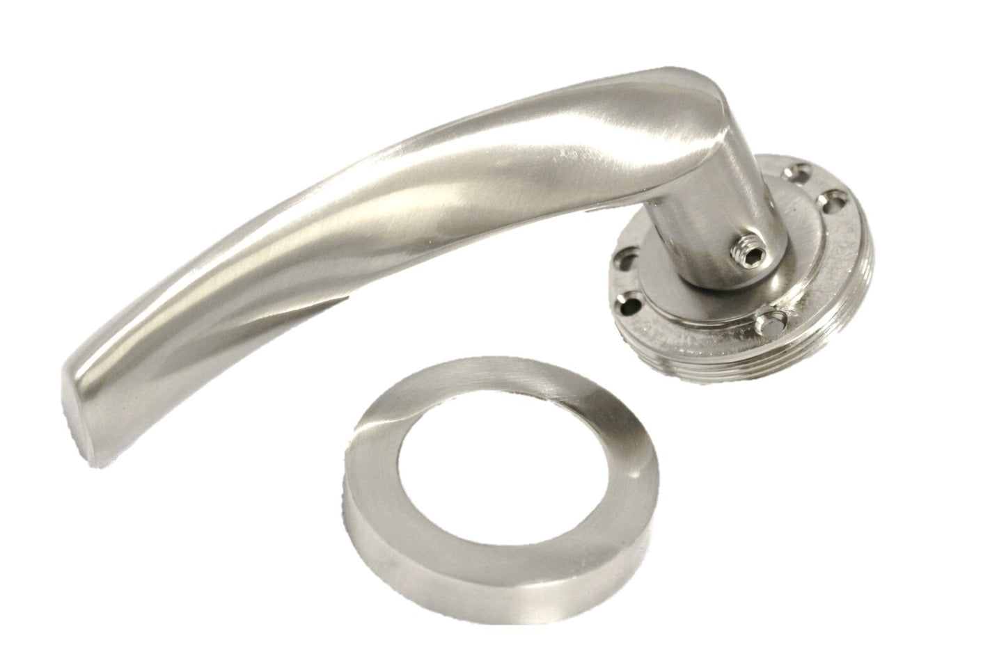 Satin Nickel Twist Door Handles + Latches Set Internal Lever on Rose 1 Pair