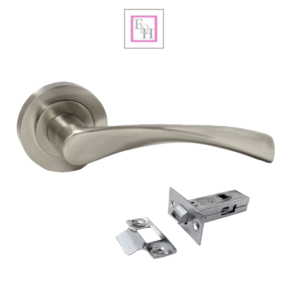 Satin Nickel Twist Door Internal Handle Set Lever on Rose 4 Pairs