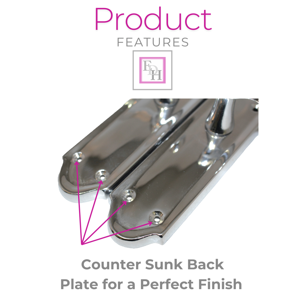 Chrome Plated Internal Door Handles Ashford Style Lever Latch Handles, 6 Pairs