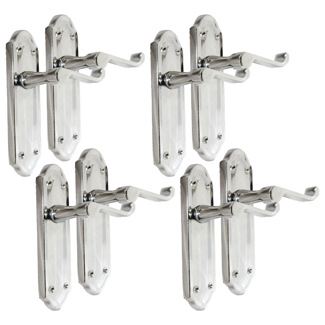 Chrome Plated Internal Door Handles Ashford Style Lever Latch Handles, 4 Pairs