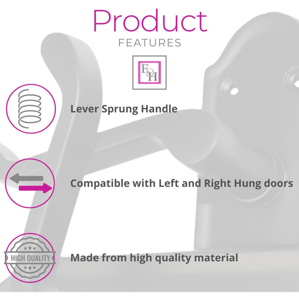 Matt Black Internal Door Handles Ashford Style Lever Latch Handles, 6 Pairs