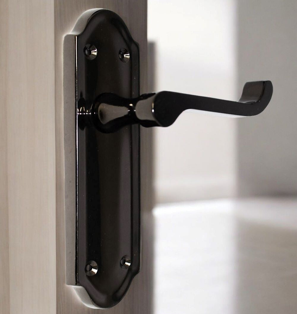 Black Nickel Internal Door Handles Ashford Style Lever Latch + Tubular Latch Set