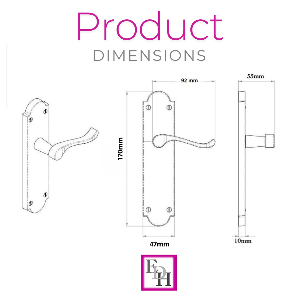 Matt Black Internal Door Handles Ashford Style Lever Latch Handles, 6 Pairs