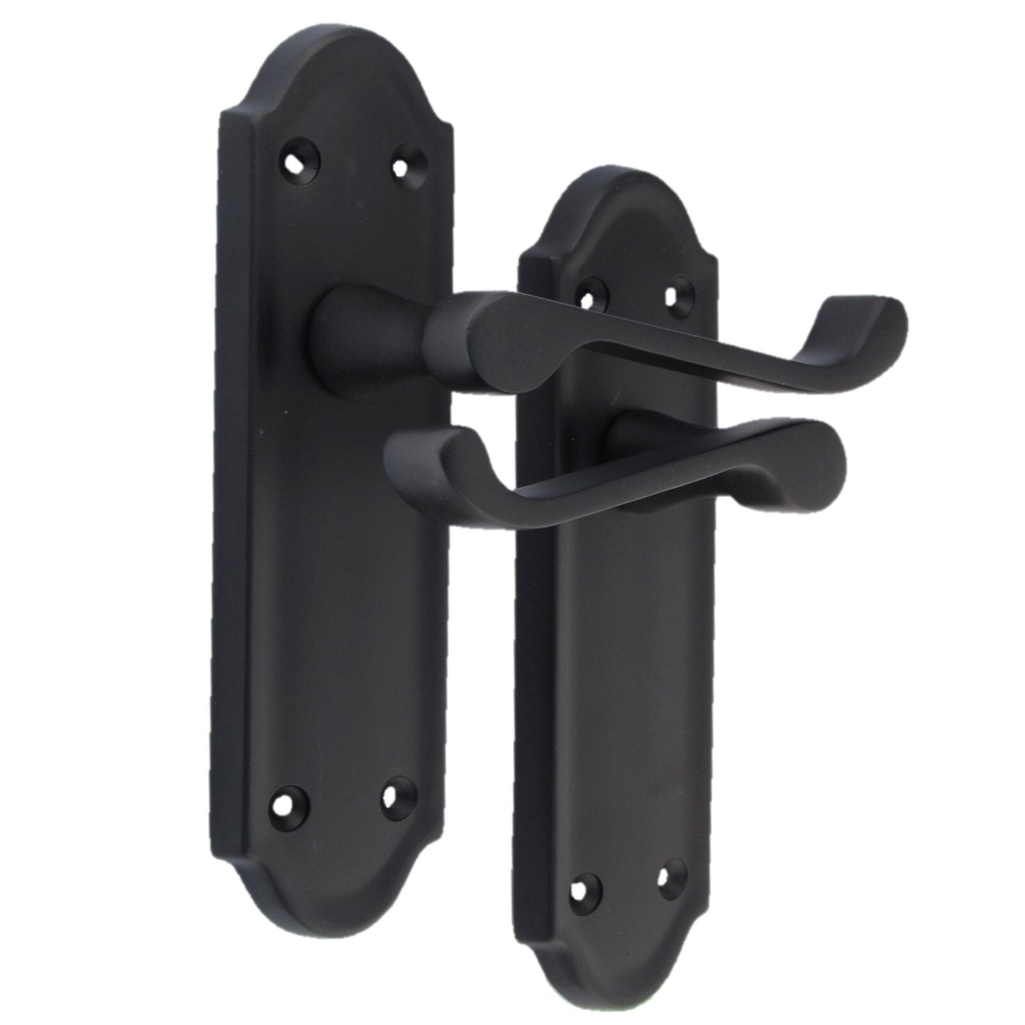 Matt Black Internal Door Handles Ashford Style Lever Latch Handles, 6 Pairs