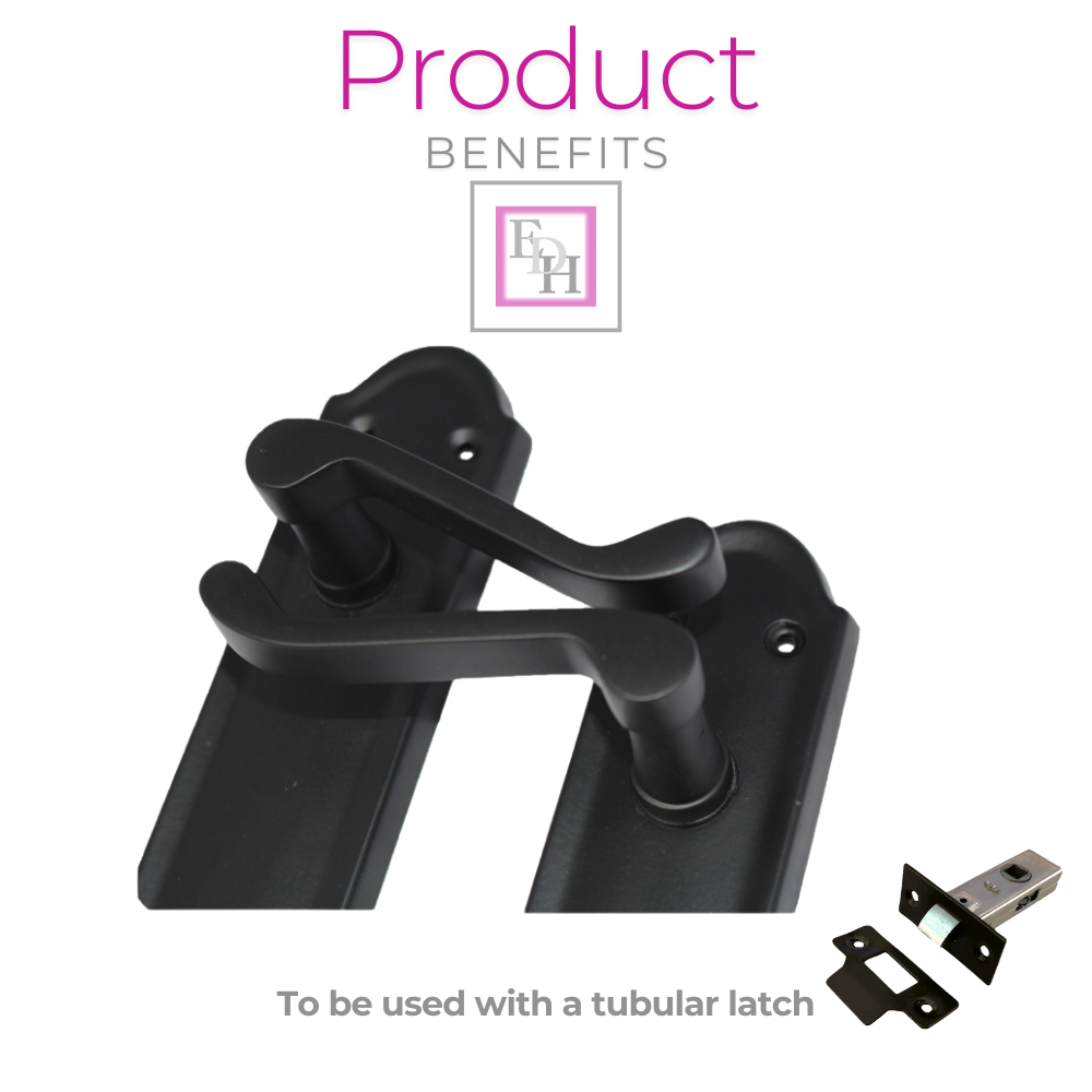 Matt Black Internal Door Handles Ashford Style Lever Latch Handles, 6 Pairs
