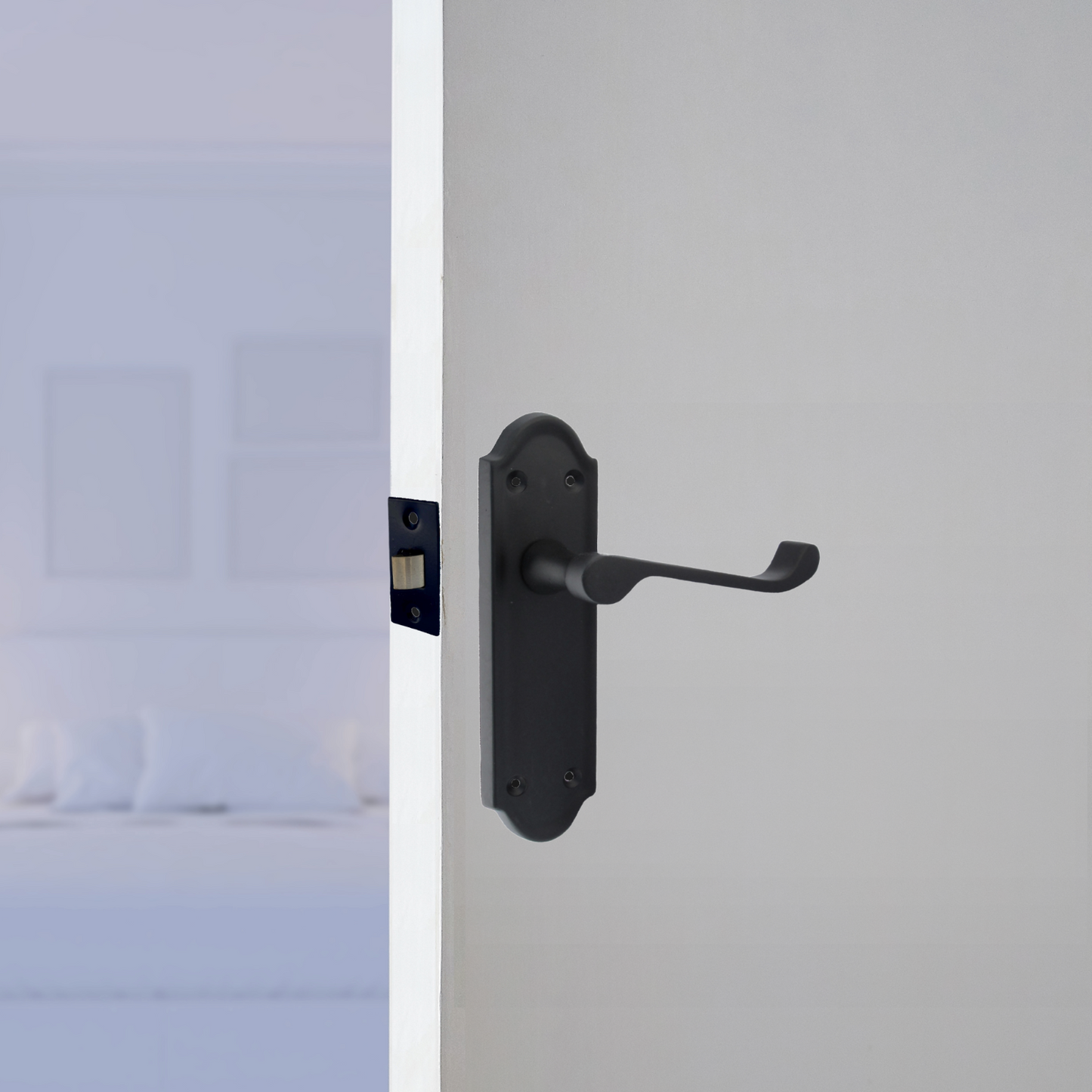 Matt Black Internal Door Handles Ashford Style Lever Latch Handles, 6 Pairs