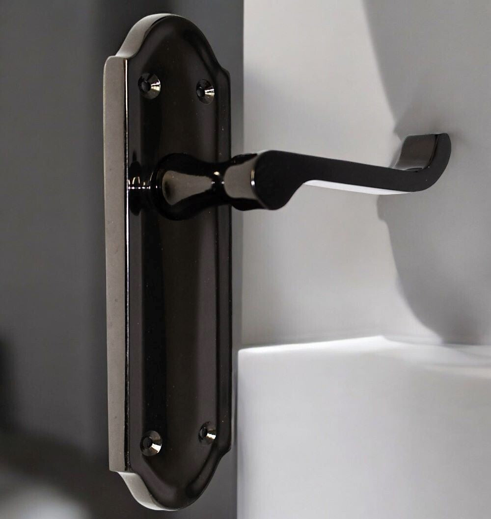 Black Nickel Internal Door Handles Ashford Style Lever Latch + Tubular Latch Set