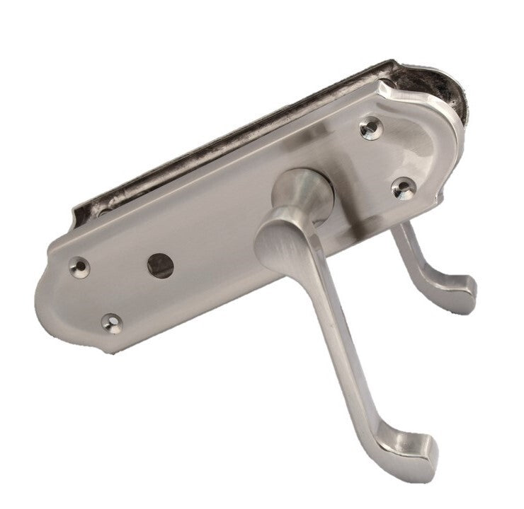 Satin Nickel Door Handles - Askworth Internal Door Handles with Bathroom Sash